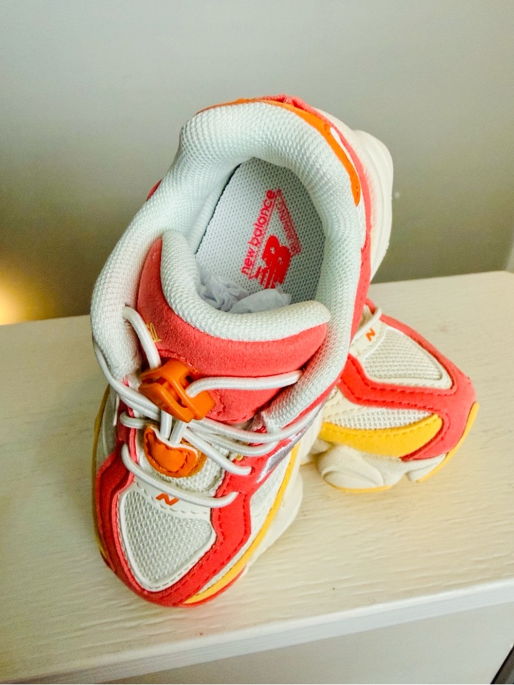 New Balance 9060 Fluorescent Orange Red TD IV9060FL Toddler Sneakers - Picture 7 of 10